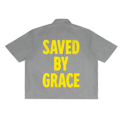 Saved By Grace - Unisex Oversized Stripe Boxy Tee