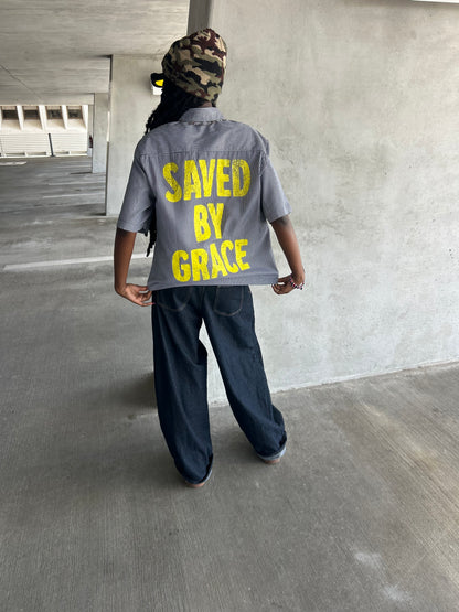 Saved By Grace - Unisex Oversized Stripe Boxy Tee