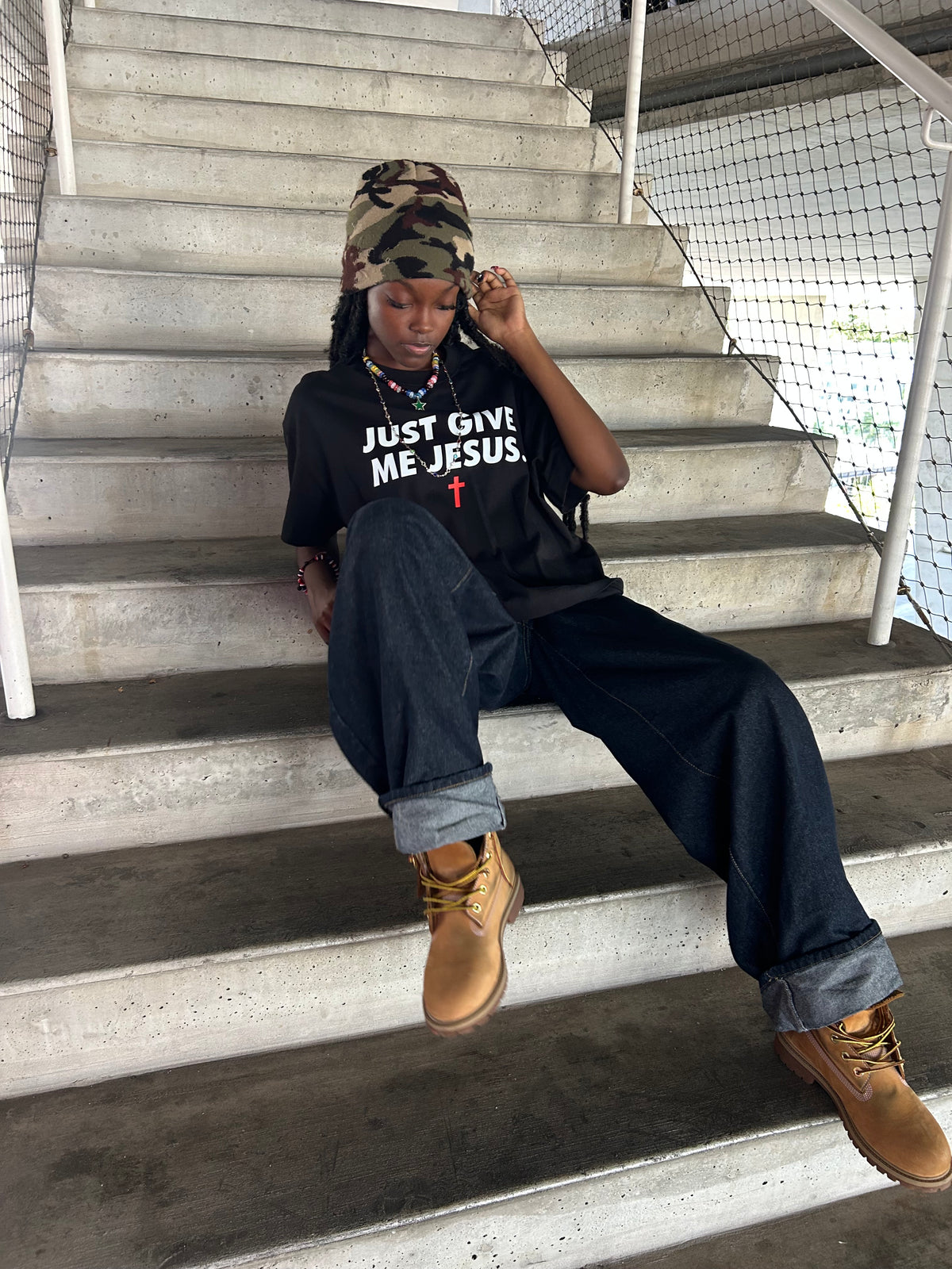 Just Give Me Jesus - Unisex Boxy Tee (Order Size Up)
