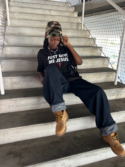 Just Give Me Jesus - Unisex Boxy Tee (Order Size Up)