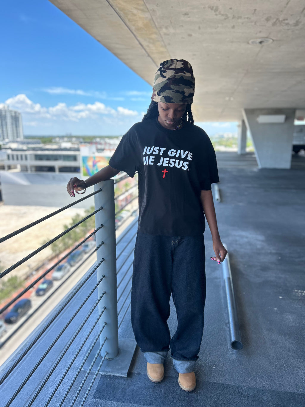 Just Give Me Jesus - Unisex Boxy Tee (Order Size Up)