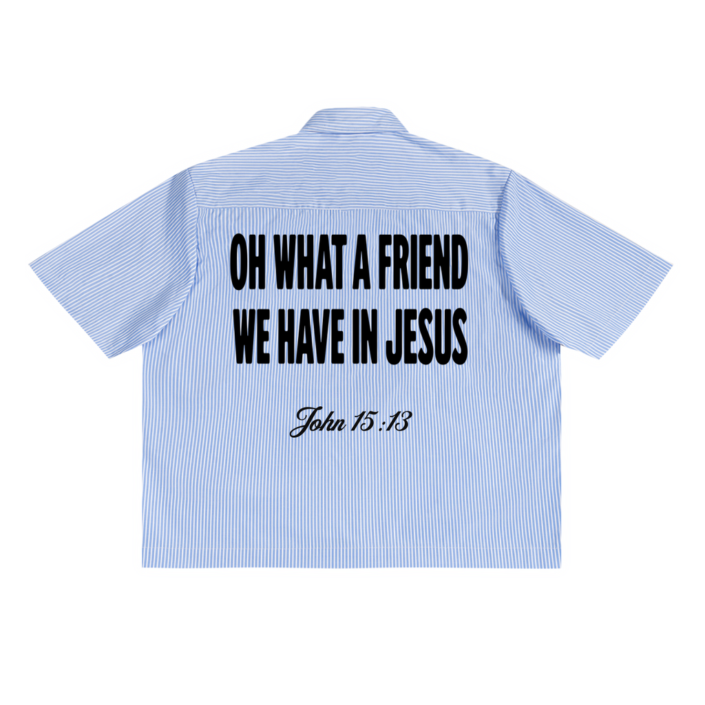 What A Friend We Have In Jesus - Oversized Boxy Striped Shirt