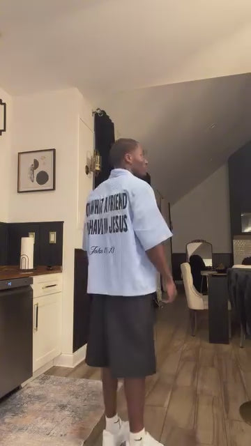 What A Friend We Have In Jesus - Oversized Boxy Striped Shirt